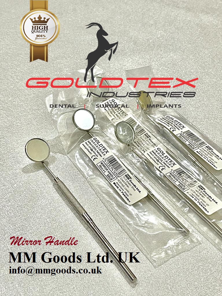 Stainless steel dental mirror handle with mouth mirror