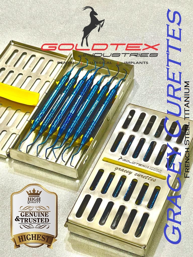 Gracey curettes set of 7 titanium coated dental instruments